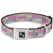 Dog Bone Seatbelt Buckle Collar - Crown Princess Oval Baby Pink/Baby Blue