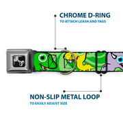 Dog Bone Seatbelt Buckle Collar - Cute Dinosaurs Yellow/Green