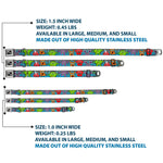 Dog Bone Seatbelt Buckle Collar - Cute Monsters Gray/Flame Blue