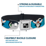 Dog Bone Seatbelt Buckle Collar - Cute Penguins Blue Bubbles