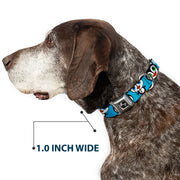 Dog Bone Seatbelt Buckle Collar - Cute Penguins Blue Bubbles