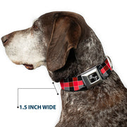Dog Bone Seatbelt Buckle Collar - Checker Mosaic Red
