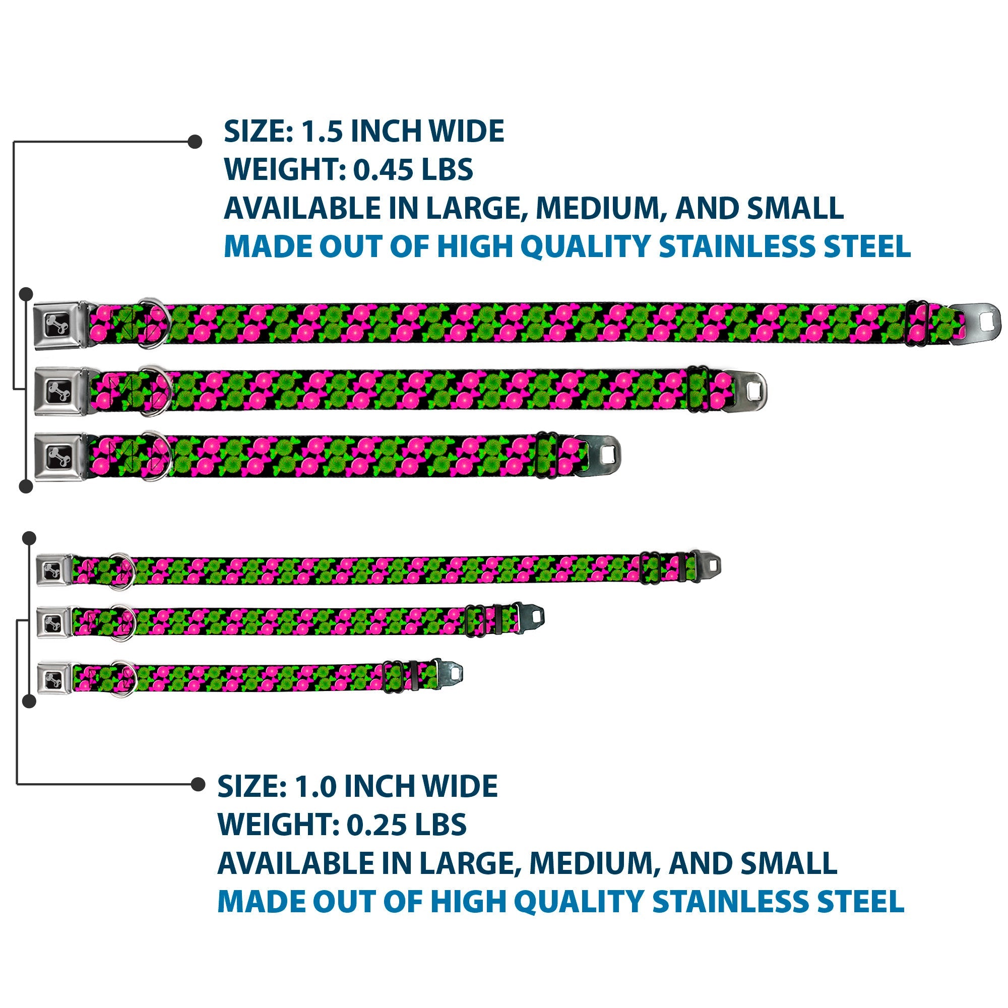 Dog Bone Seatbelt Buckle Collar - Candies