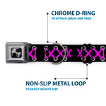 Dog Bone Seatbelt Buckle Collar - Corset Lace Up Black/Fuchsia