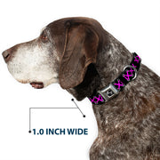 Dog Bone Seatbelt Buckle Collar - Corset Lace Up Black/Fuchsia