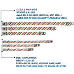 Dog Bone Seatbelt Buckle Collar - Diagonal Stripes White/Multi Neon