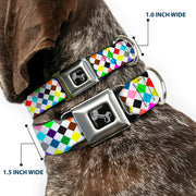 Dog Bone Seatbelt Buckle Collar - Diamonds White/Multi Color