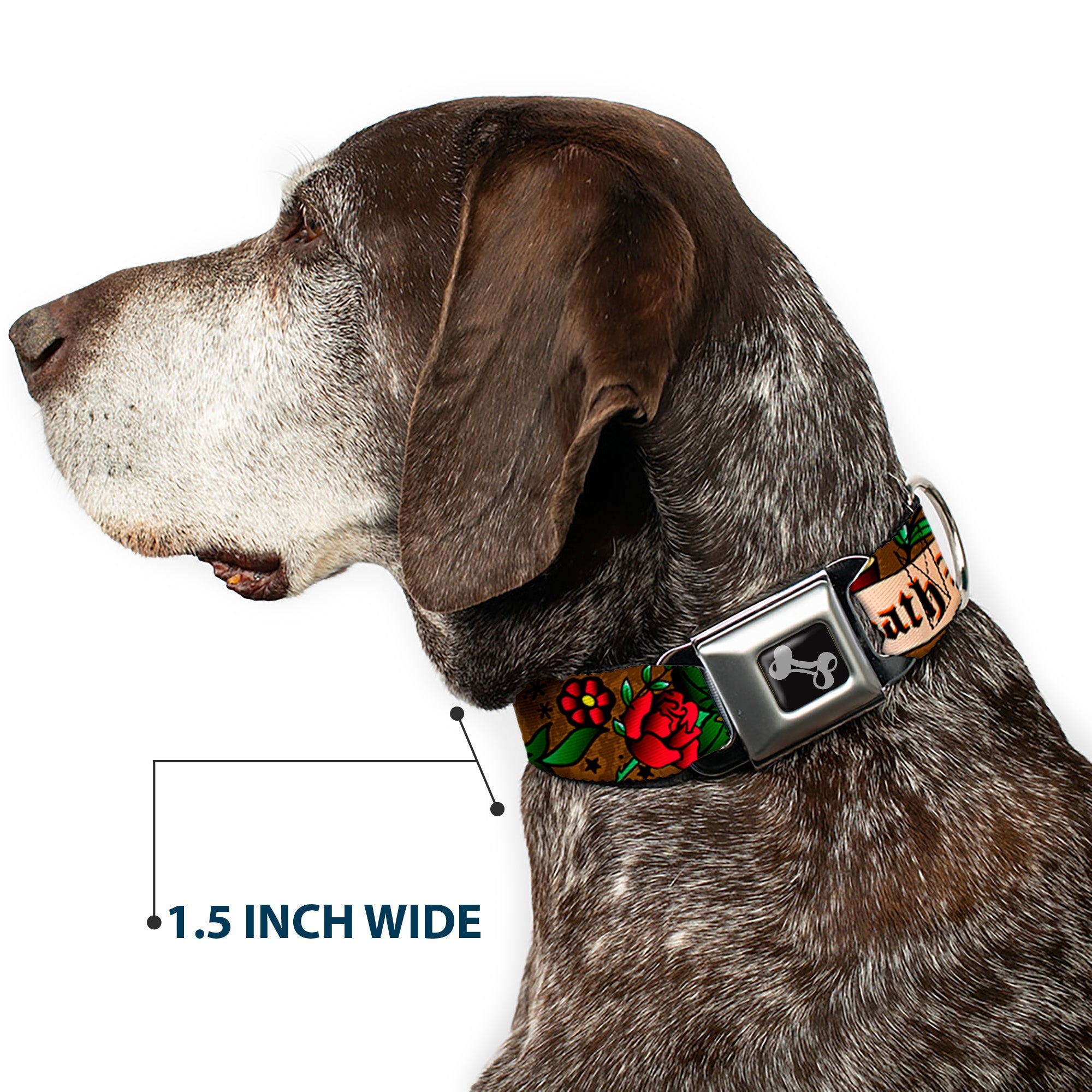 Dog Bone Seatbelt Buckle Collar - Death Before Dishonor Olive