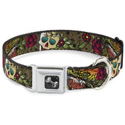 Dog Bone Seatbelt Buckle Collar - Death Before Dishonor Olive