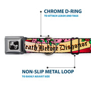 Dog Bone Seatbelt Buckle Collar - Death Before Dishonor Pink