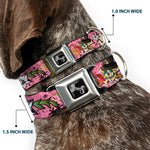 Dog Bone Seatbelt Buckle Collar - Death or Glory Pink