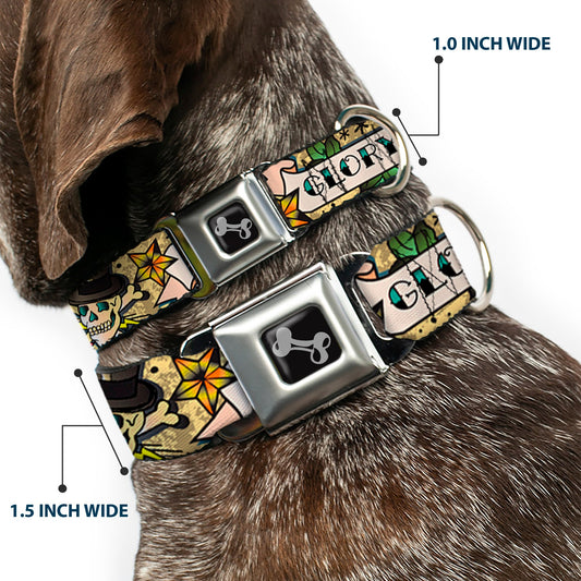 Dog Bone Seatbelt Buckle Collar - Death or Glory Tan