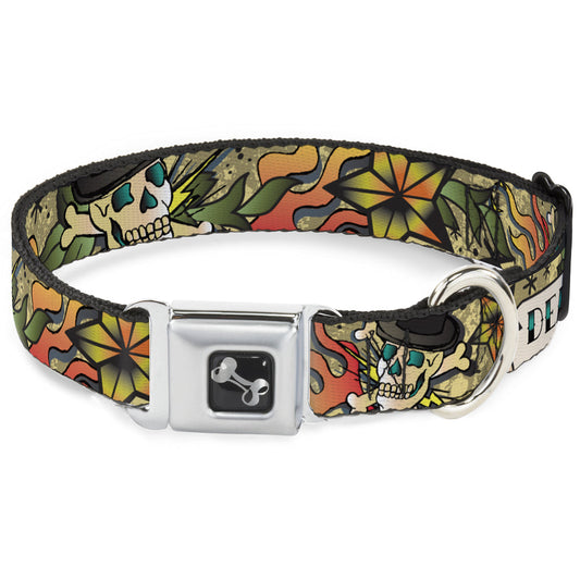 Dog Bone Seatbelt Buckle Collar - Death or Glory Tan