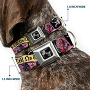 Dog Bone Seatbelt Buckle Collar - Dead Men Tell No Tales Pink