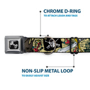 Dog Bone Seatbelt Buckle Collar - Dead Men Tell No Tales Tan