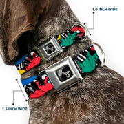 Dog Bone Seatbelt Buckle Collar - Dinosaurs/Paint Splatter Black/White/Multi Color