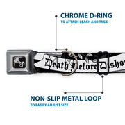 Dog Bone Seatbelt Buckle Collar - Death Before Dishonor Black/White