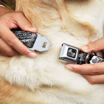 Dog Bone Seatbelt Buckle Collar - Death Before Dishonor Black/White