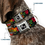 Dog Bone Seatbelt Buckle Collar - Death Before Dishonor CLOSE-UP Black