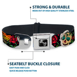 Dog Bone Seatbelt Buckle Collar - Death Before Dishonor CLOSE-UP Black