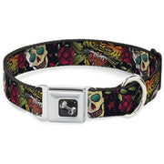 Dog Bone Seatbelt Buckle Collar - Death Before Dishonor CLOSE-UP Black