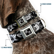 Dog Bone Seatbelt Buckle Collar - Death or Glory Black/White