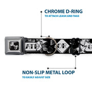 Dog Bone Seatbelt Buckle Collar - Death or Glory Black/White