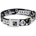 Load image into Gallery viewer, Dog Bone Seatbelt Buckle Collar - Death or Glory Black/White
