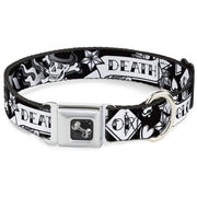 Dog Bone Seatbelt Buckle Collar - Death or Glory Black/White
