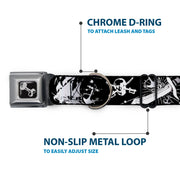 Dog Bone Seatbelt Buckle Collar - Dead Men Tell No Tales Black/White