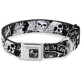 Load image into Gallery viewer, Dog Bone Seatbelt Buckle Collar - Dead Men Tell No Tales Black/White

