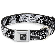 Dog Bone Seatbelt Buckle Collar - Dead Men Tell No Tales Black/White