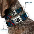 Load image into Gallery viewer, Dog Bone Seatbelt Buckle Collar - Dead Men Tell No Tales CLOSE-UP Turquoise
