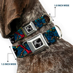 Dog Bone Seatbelt Buckle Collar - Dead Men Tell No Tales CLOSE-UP Turquoise