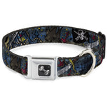 Dog Bone Seatbelt Buckle Collar - Dead Men Tell No Tales CLOSE-UP Turquoise