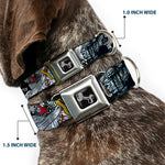 Dog Bone Seatbelt Buckle Collar - Dead Men Tell No Tales CLOSE-UP White