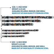 Dog Bone Seatbelt Buckle Collar - Dead Men Tell No Tales CLOSE-UP White