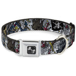 Dog Bone Seatbelt Buckle Collar - Dead Men Tell No Tales CLOSE-UP White