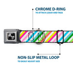 Dog Bone Seatbelt Buckle Collar - Diagonal Stripes White/Multi Color