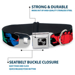 Dog Bone Seatbelt Buckle Collar - Dinosaurs Black/Multi Color
