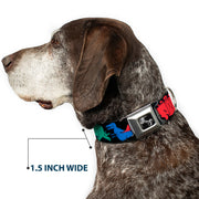 Dog Bone Seatbelt Buckle Collar - Dinosaurs Black/Multi Color