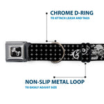 Dog Bone Seatbelt Buckle Collar - DJ Skulls Black/Gray