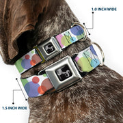 Dog Bone Seatbelt Buckle Collar - Dots White/Transparent Multi Color