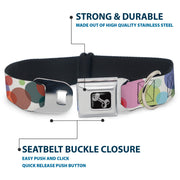 Dog Bone Seatbelt Buckle Collar - Dots White/Transparent Multi Color