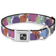 Dog Bone Seatbelt Buckle Collar - Dots White/Transparent Multi Color