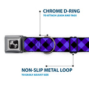 Dog Bone Seatbelt Buckle Collar - Diagonal Buffalo Plaid Black/Blue