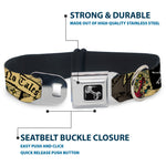 Dog Bone Seatbelt Buckle Collar - Dead Men Tell No Tales CLOSE-UP Tan
