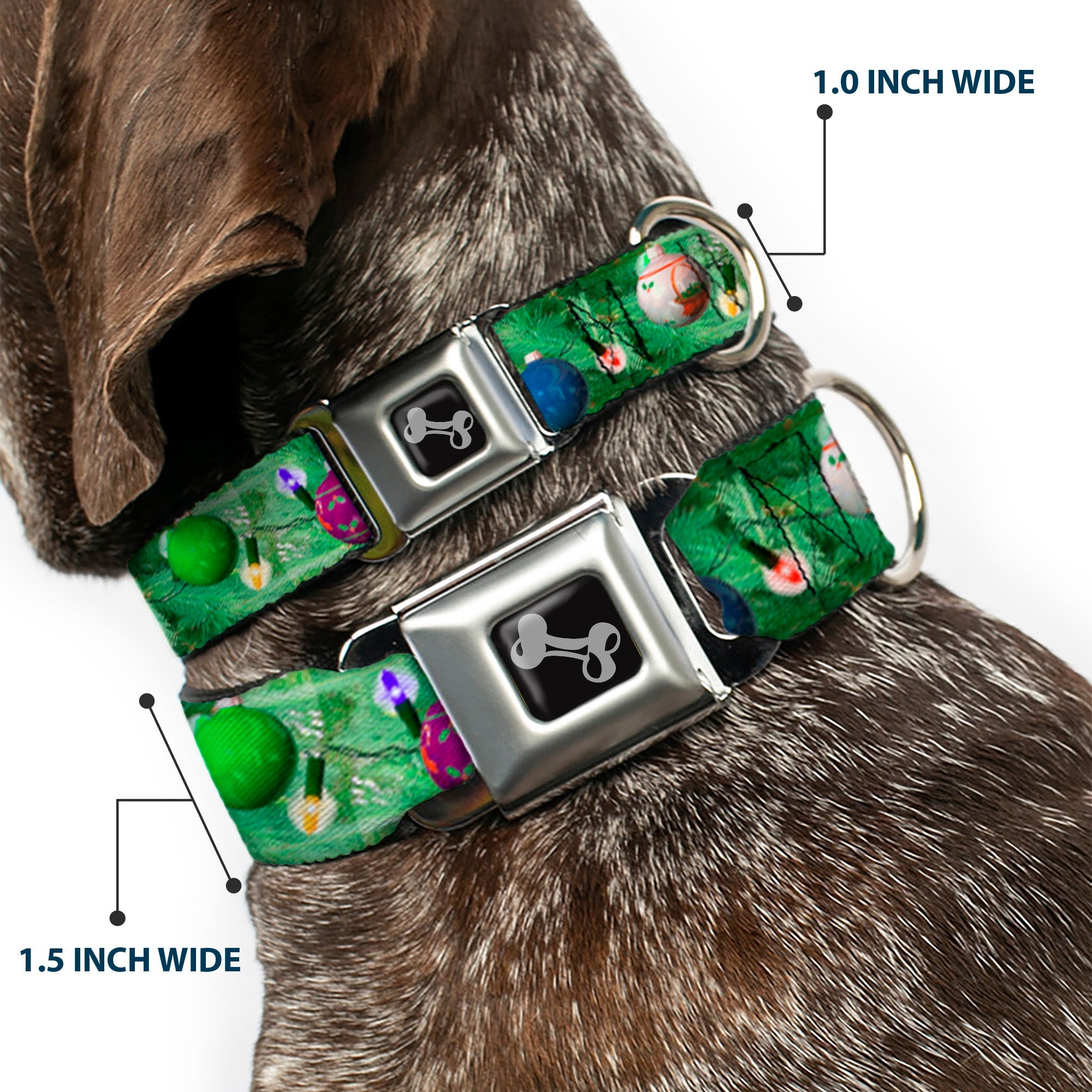 Dog Bone Seatbelt Buckle Collar - Decorated Tree