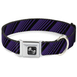 Dog Bone Seatbelt Buckle Collar - Diagonal Stripes Black/Purple