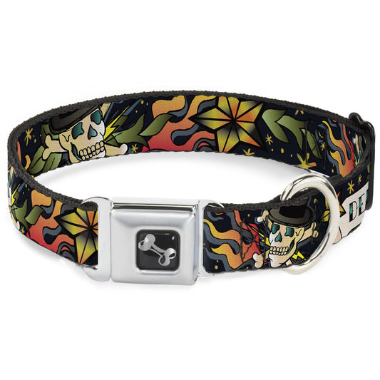 Dog Bone Seatbelt Buckle Collar - Death or Glory Black
